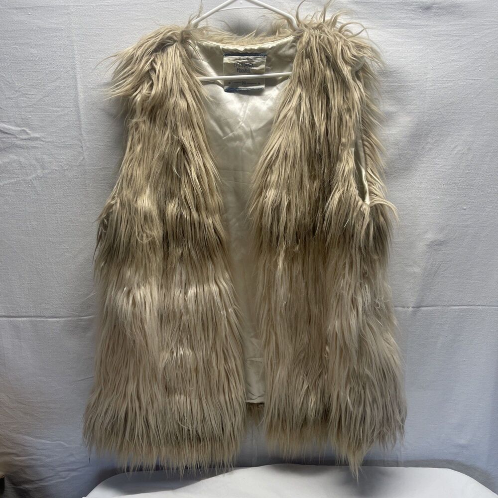 California Moonrise Outerwear Ivory Faux Fur Ombre Vest Size XL Boho Shaggy 70's